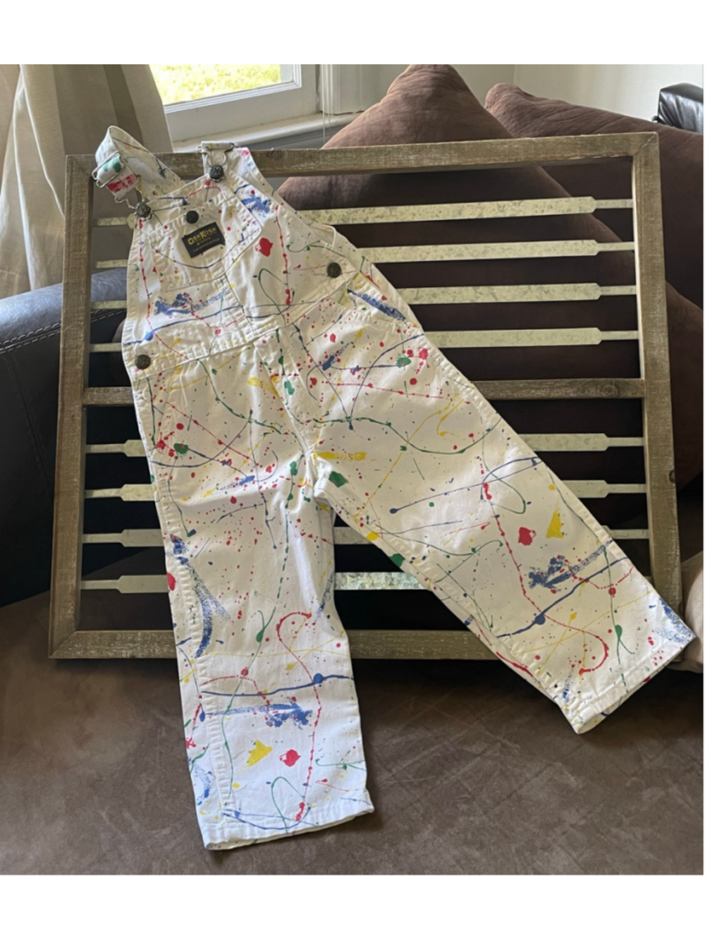 Rare Vintage OshKosh B'gosh Paint Splatter Overalls 4T Made iin USA